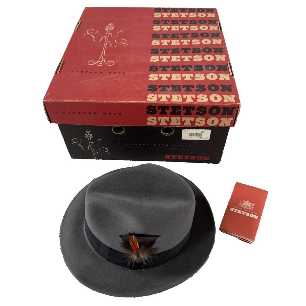 Stetson Saxon Fedora Mens 6 7/8 Caribou Gray Excellent Fur Felt TF22020320